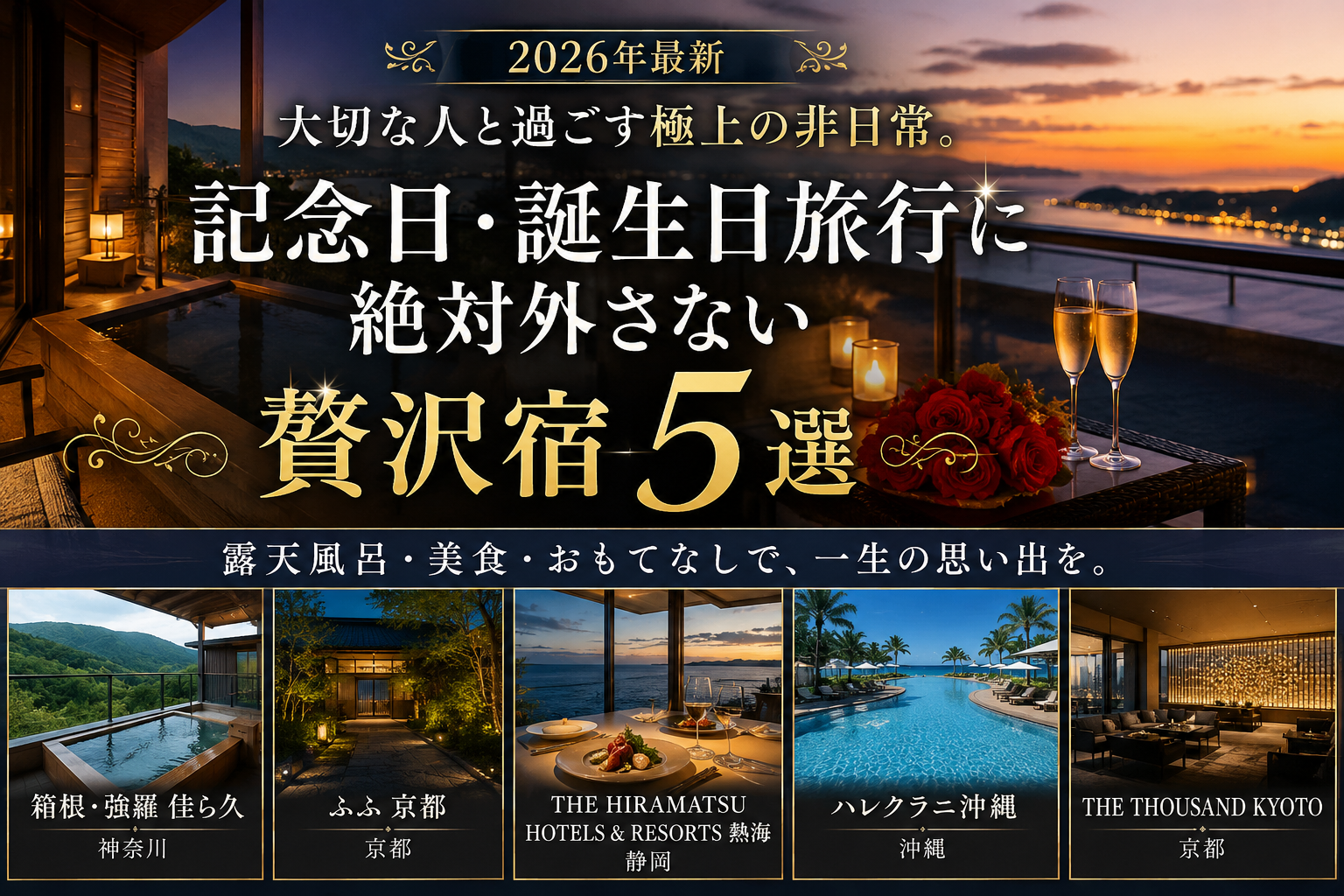 記念日、誕生日旅行、おすすめ、贅沢宿　